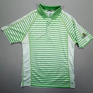Zero Restriction Polo Shirt Mens M Green Striped Tour Series Hermitage GC